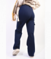 Drawstring Waist Flap Pocket Wide Leg Cargo Jeans