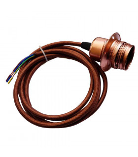 Pendant Set Copper Colour Aluminum Holder Fabric 3 Core Brown Colour 2m Cable