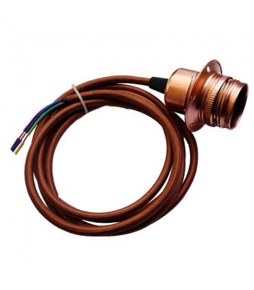 Pendant Set Copper Colour Aluminum Holder Fabric 3 Core Brown Colour 2m Cable