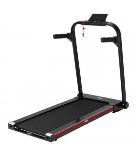 Electric Folding Treadmill Black Steel 150cm x 77cm x 120cm LED Monitor Wheels