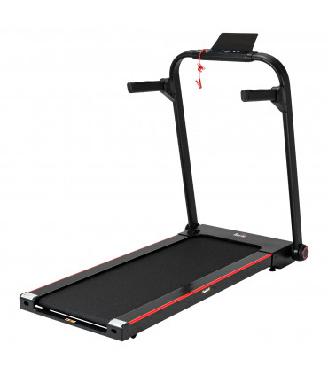 Electric Folding Treadmill Black Steel 150cm x 77cm x 120cm LED Monitor Wheels