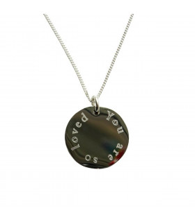 Necklace Silver 16 inches Sterling silver stainless steel engraved charm disc