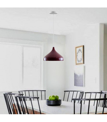 Pendant Light Burgundy Metal PVC Dome Vintage Rustic Ceiling Pendant Light Shade