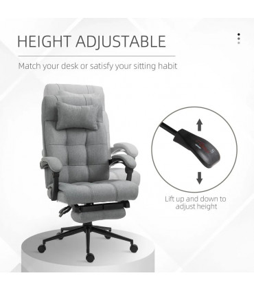 Ergonomic Office Chair Light Grey 116-124H x 66W x 76Dcm Thick Sponge Padding