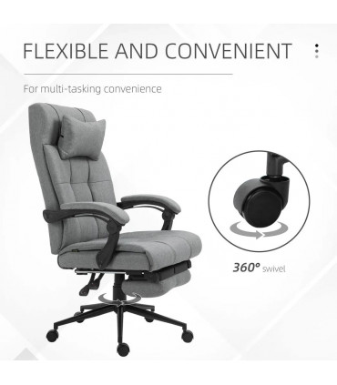 Ergonomic Office Chair Light Grey 116-124H x 66W x 76Dcm Thick Sponge Padding