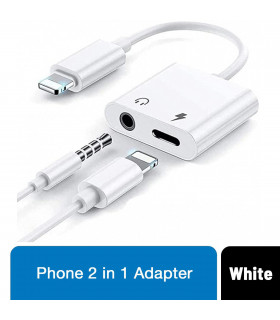 FX 2-in-1 Phone Audio Adapter for Phone 7/7plus, 8/8plus, XR - White