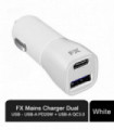 FX Mains Charger Dual USB, USB-A PD20W + USB-A QC3.0 Fast Charger - White