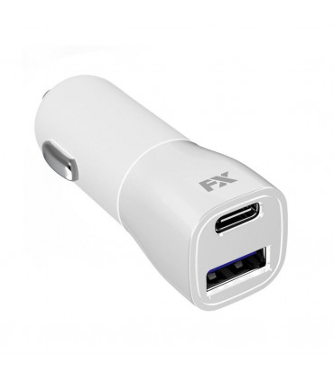 FX Mains Charger Dual USB, USB-A PD20W + USB-A QC3.0 Fast Charger - White