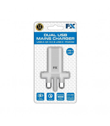 FX USB-C Mains Charger, PD20W Fast & Universal Compatible, White