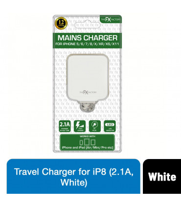 FX Travel Charger 2.1A with LED Indicator For IP Devices - White