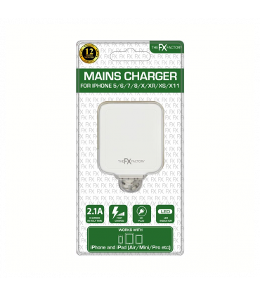 FX Travel Charger 2.1A with LED Indicator For IP Devices - White