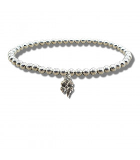 Flower Silver Beaded Bracelet