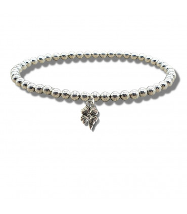 Flower Silver Beaded Bracelet