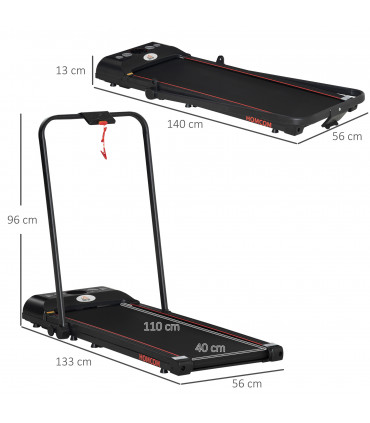 Foldable Walking Treadmill Aerobic Exercise Machine w/ LED Display HOMCOM
