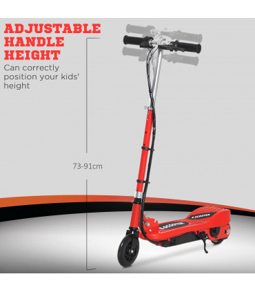 Kids Electric Scooter Folding Red 74Lx36Wx73-91H 50kg Steel PP 12km/h 8HRS