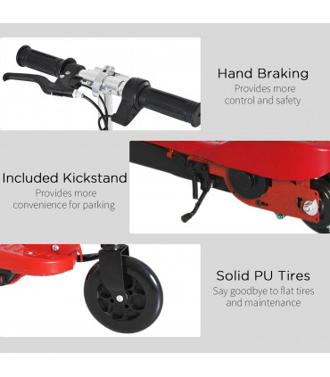 Kids Electric Scooter Folding Red 74Lx36Wx73-91H 50kg Steel PP 12km/h 8HRS