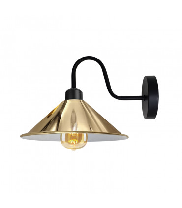 Wall Light French Gold 22cm Metal Cone Shape Shade E27 Base Swan Neck Indoor