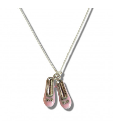 Girls Ballet Shoes Silver Necklace