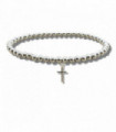 Girls Mini Cross Silver Beaded Bracelet