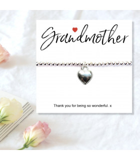 Grandmother Message Card with Heart Charm Bracelet