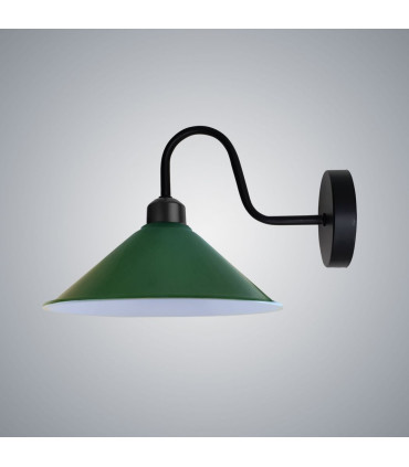 Wall lamp Green Metal Vintage Cone Shape Shade 22cm W x 10cm H E27 Base Socket