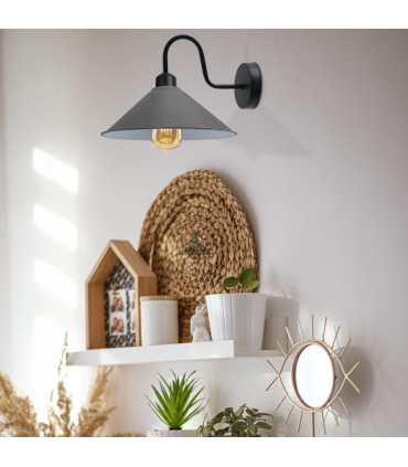 Wall Light Grey Shade 22cm W x 10cm H Ceiling Rose 10cm W x 2.5cm H Metal