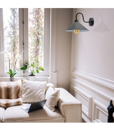 Wall Light Grey Shade 22cm W x 10cm H Ceiling Rose 10cm W x 2.5cm H Metal