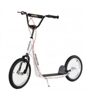 HOMCOM 90-96cm Kids Kick Scooter Adjustable Handlebar Inflatable Wheels White