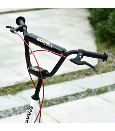 HOMCOM 90-96cm Kids Kick Scooter Adjustable Handlebar Inflatable Wheels White