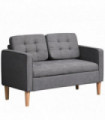 HOMCOM Compact Loveseat Sofa 2 Seater Sofa with Storage and Wood Legs Grey