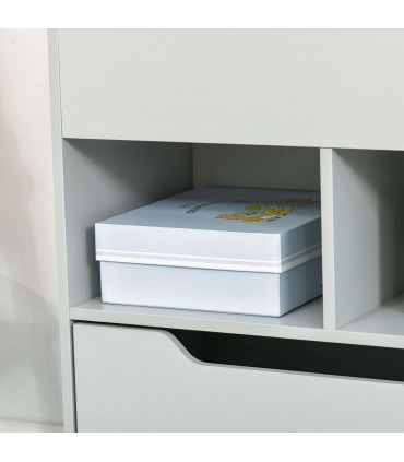 Kids Bookshelf, Toy Box w/ Storage Drawer, Wheels, for Bedroom - Grey