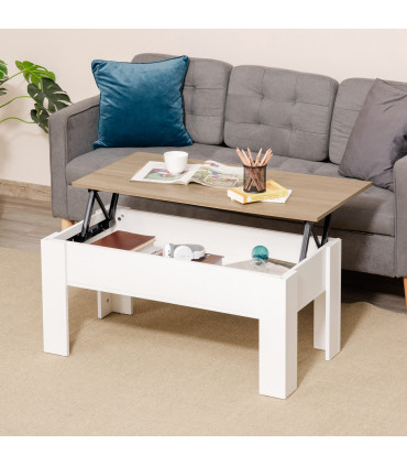 Coffee Table Lift Top White Oak 100W x 50D x 45-58.5Hcm E1 Grade Particle Board