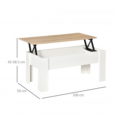 Coffee Table Lift Top White Oak 100W x 50D x 45-58.5Hcm E1 Grade Particle Board