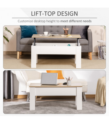 Coffee Table Lift Top White Oak 100W x 50D x 45-58.5Hcm E1 Grade Particle Board