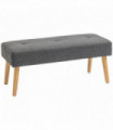 HOMCOM Upholstered Bed End Bench Ottoman Tufted Linen Entryway Living Room