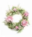 Artificial Pink Floral Wreath 45cm Dark Pink Natural Woven Base Leaf