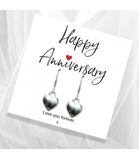 Heart Earrings &  Anniversary Message Card