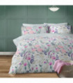 Harlow Duck Egg Floral Polycotton Duvet Cover Set. Double Bed