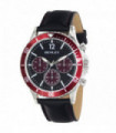 Sports Watch Purple Dial Black Leather Strap 44mm Polished Round Sports Case