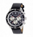 Watch Men's Multi Eye Classic Black Dial Black Sports Leather Strap 44mm Henley