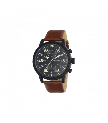 Watch Black Dial Bold Textured Sports Black Faux Leather Strap 44mm