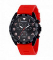 Sports Watch Large Sports Case - 46mm Black Dial With Red Silicone Strap Watch