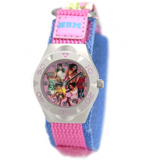 Children Pink Plastic 13mm Pink Metall High School Musical Velcro Strap Watch
