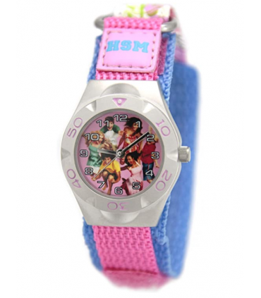 Children Pink Plastic 13mm Pink Metall High School Musical Velcro Strap Watch