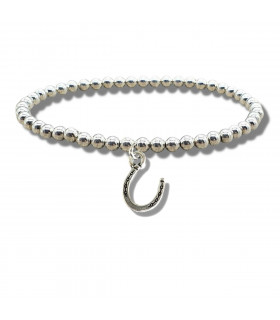 Horseshoe Silver Beaded Bracelet