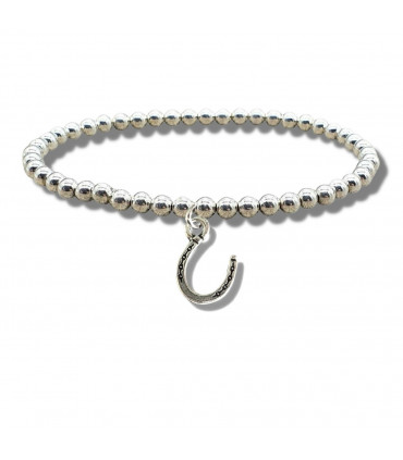 Horseshoe Silver Beaded Bracelet