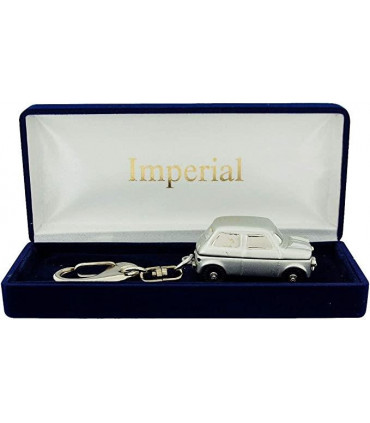 Alloy Silver Mini Car Clock Key Ring 2cm x 2.2cm x 5cm Elegant Unisex Accessory