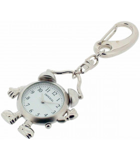 Keyrings Silver Alloy Alarm Man Clock Key Ring 4.6cm x 4cm x 0.8cm