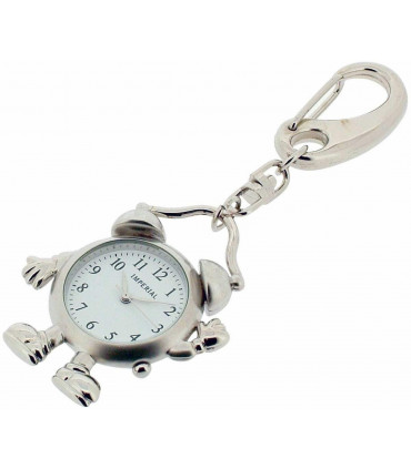 Keyrings Silver Alloy Alarm Man Clock Key Ring 4.6cm x 4cm x 0.8cm