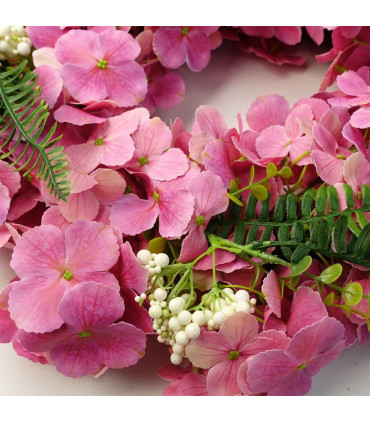 Artificial Pink Floral Blossom Wreath 40cm Dark Pink Luxury Home Decor